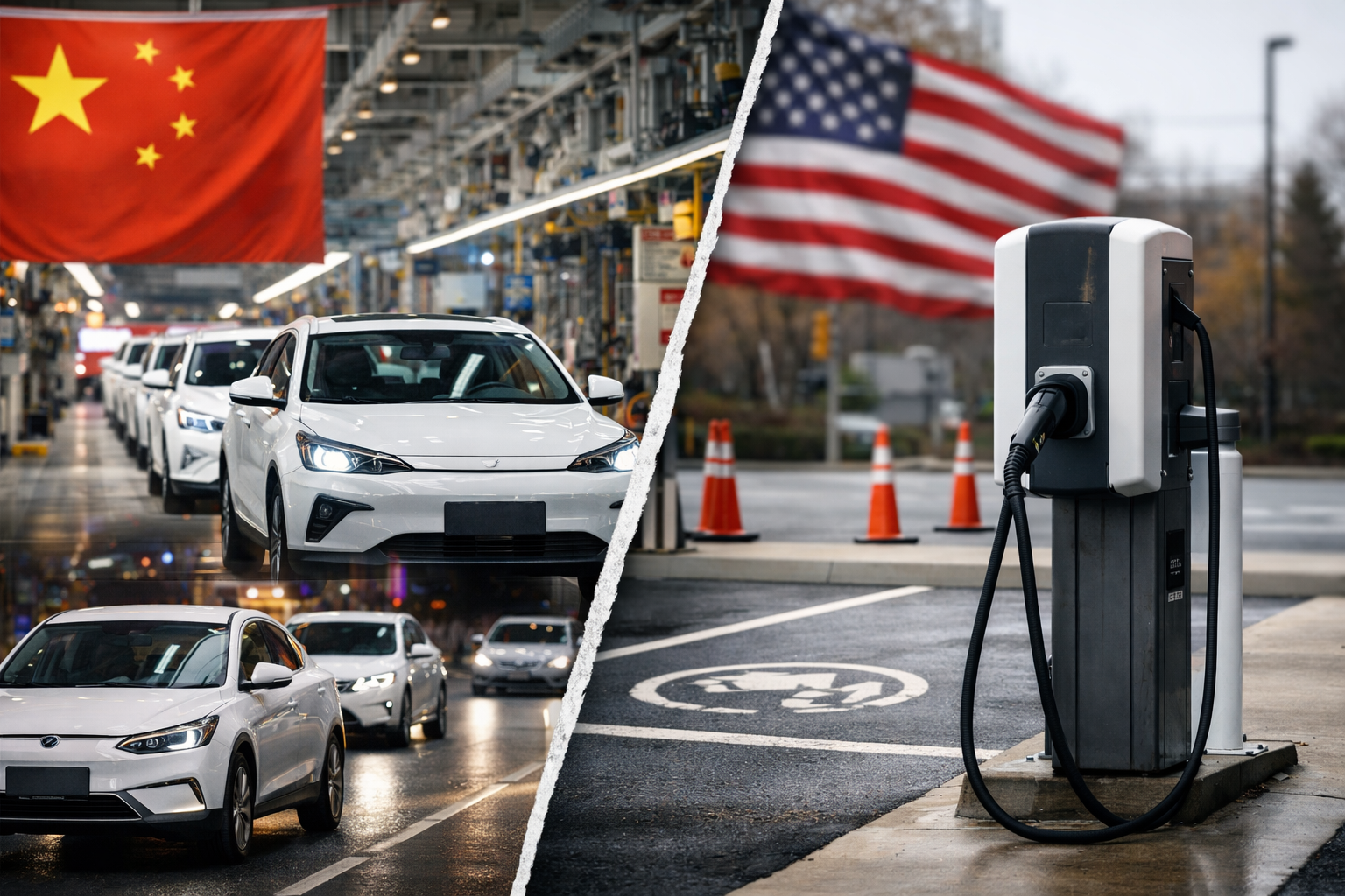 China and United States electric vehicle growth contrasted with EV charging infrastructure challenges