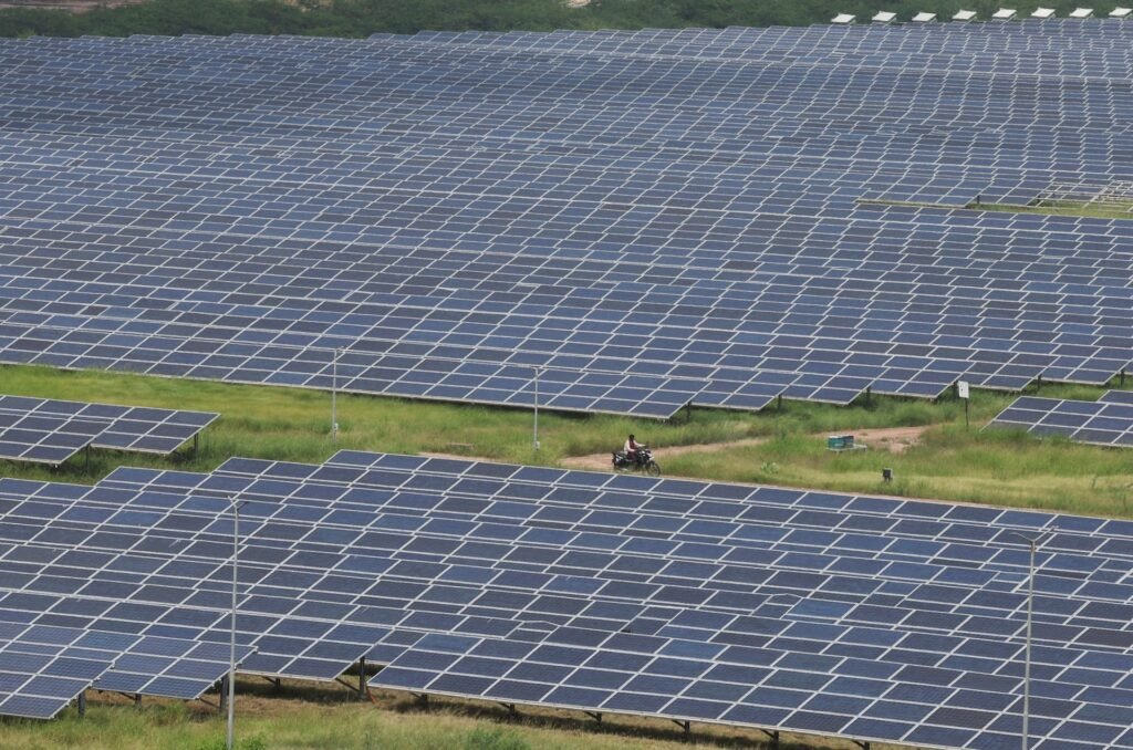 India's large solar park showing rapid growth in utility-scale solar power installations.